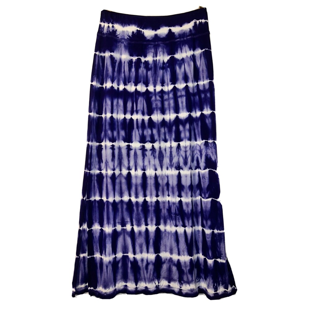 New Zenergy by Chicos Marissa Tie Dye Maxi Skirt Brazilian Blue Womens Sz S (0)